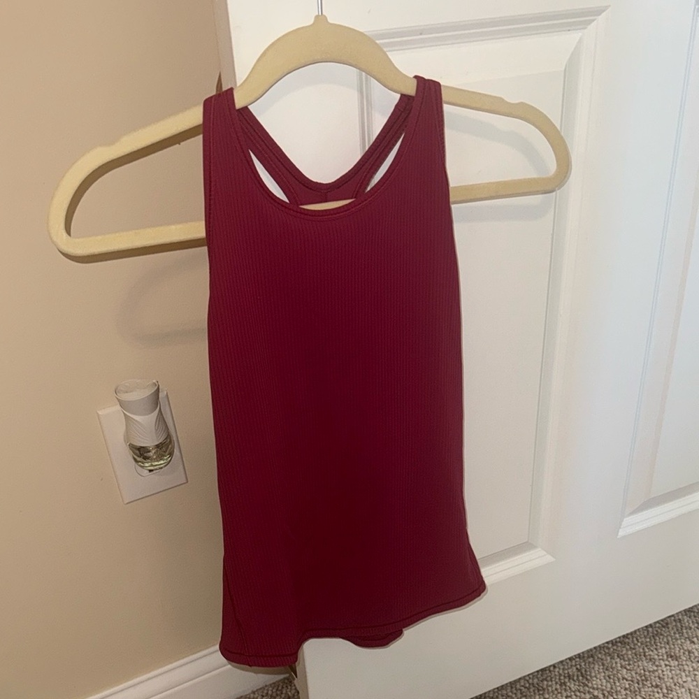 Base Pace Ribbed Pomegranate Tank Top